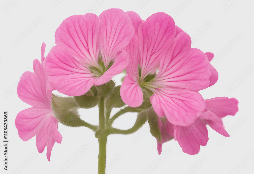 Pelargonium Graveolens or Geranium flower plant isolated on on white transparent background cut out Pelargonium Graveolens or Geranium flower plant isolated on on white transparent background cut out