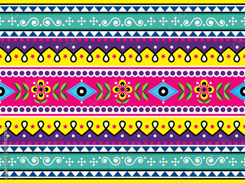 Filipino folk art Yakan waving cloth inspired vector seamless textile pattern in black and white geometric textile or fabric print design from Philippines. Non-AI generated