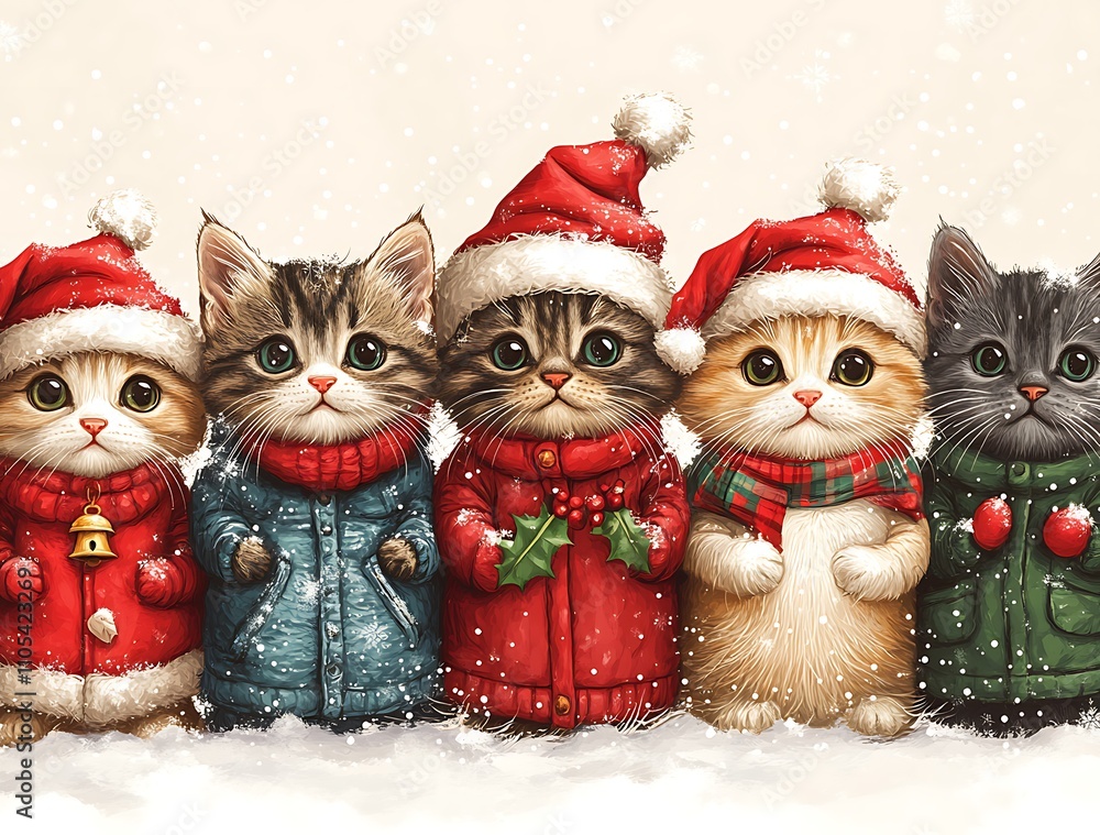 A Group of Kittens Wearing Santa Hats and Coats
A Group of Kittens Wearing Santa Hats and Coats
