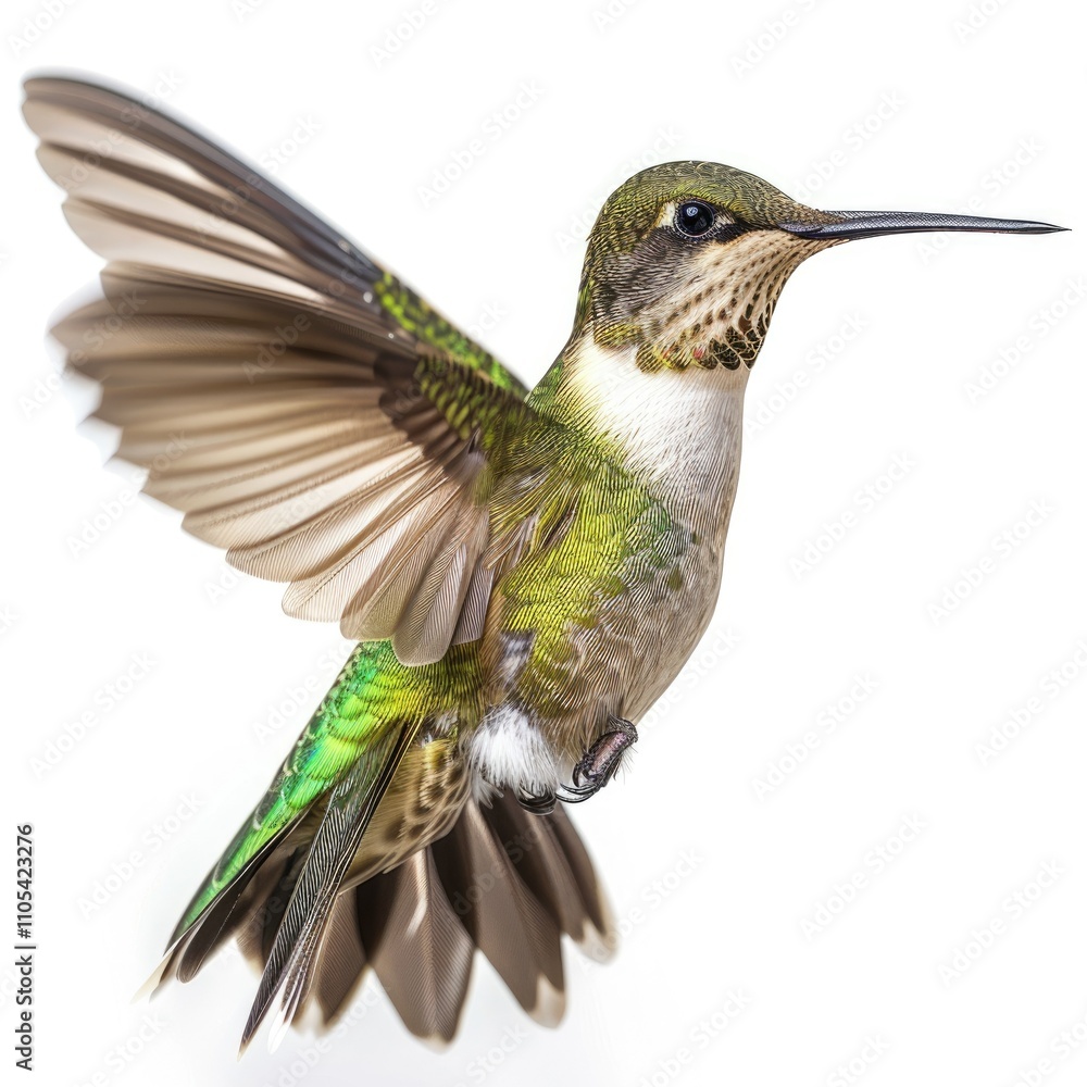 Fototapeta premium Beautiful hummingbird isolated white background