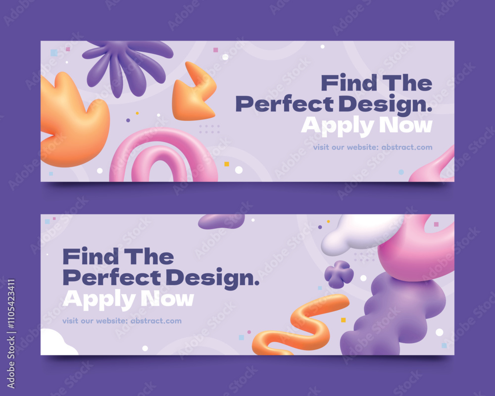 Obraz premium Colorful Abstract Design Banners with 3D Shapes