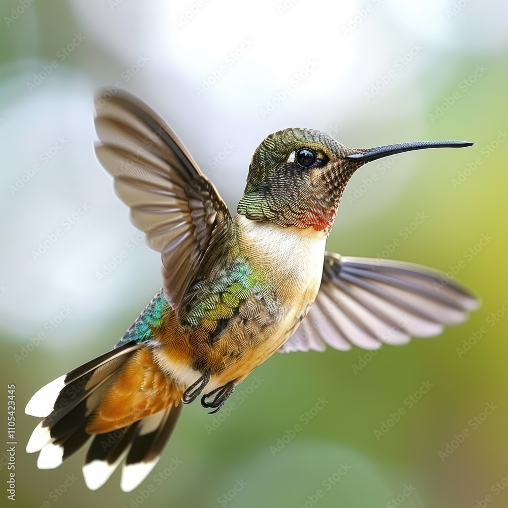 Fototapeta premium Bee Hummingbird on White Background Isolated