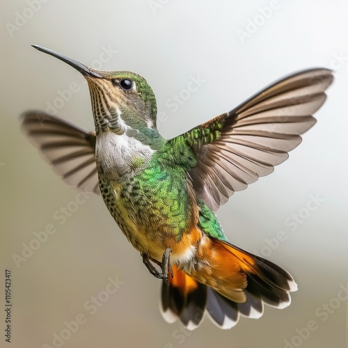 Bee Hummingbird on White Background  Isolated photo