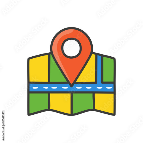 Navigation flat color line icon. Vector illustration on white background.