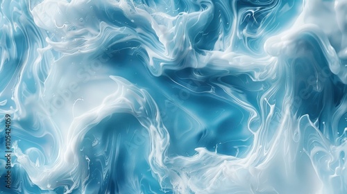 Abstract blue and white water wave pattern, natural swirl texture for photography background