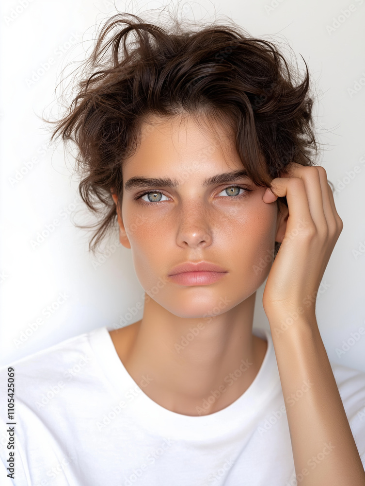Portrait of a model studio minimalistic close-up beauty Portrait of a model studio minimalistic close-up beauty