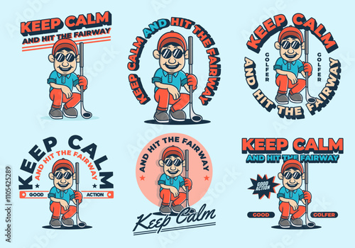 Keep calm and hit the fairway. Golfer character design holding a golf stick