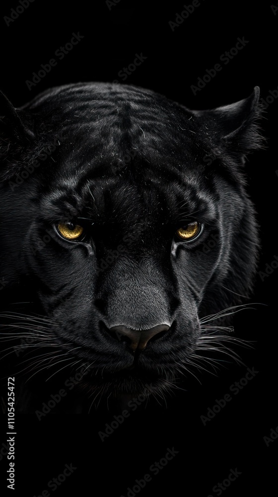 The captivating silhouette of a black tiger emerges against a dark background, showcasing its glowing eyes and sleek contours in soft lighting The captivating silhouette of a black tiger emerges against a dark background, showcasing its glowing eyes and sleek contours in soft lighting