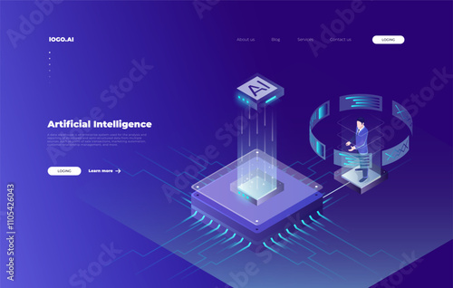 Isometric Icons: Exploring the Frontiers of Artificial Intelligence, Big Data, Cloud Computing, and Machine Learning, 3D vector
