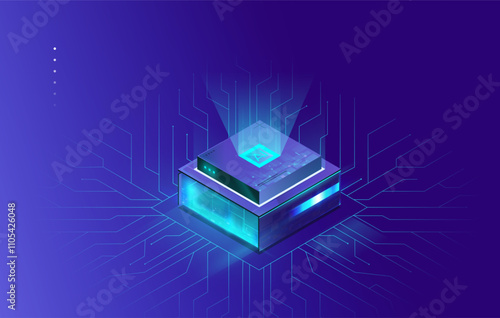 Isometric Vector Icons for Artificial Intelligence, Cloud Computing, Data Mining, Neural Networks, and Machine Programming