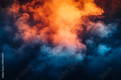 Wallpaper Mural Abstract swirl of vibrant orange and blue smoke on a dark background. Torontodigital.ca