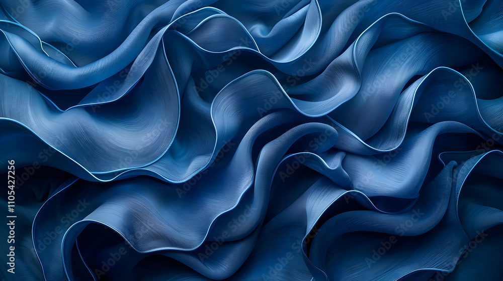 Obraz premium Abstract Blue Wavy 3D Background