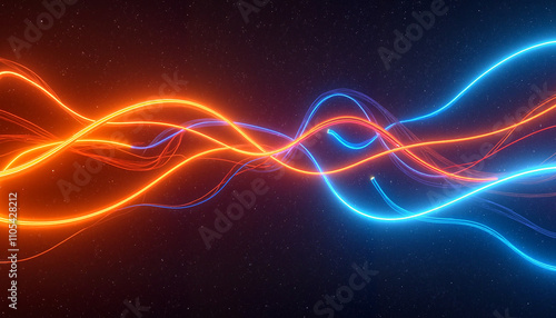 Wallpaper Mural A good background with glowing orange and blue light waves Torontodigital.ca