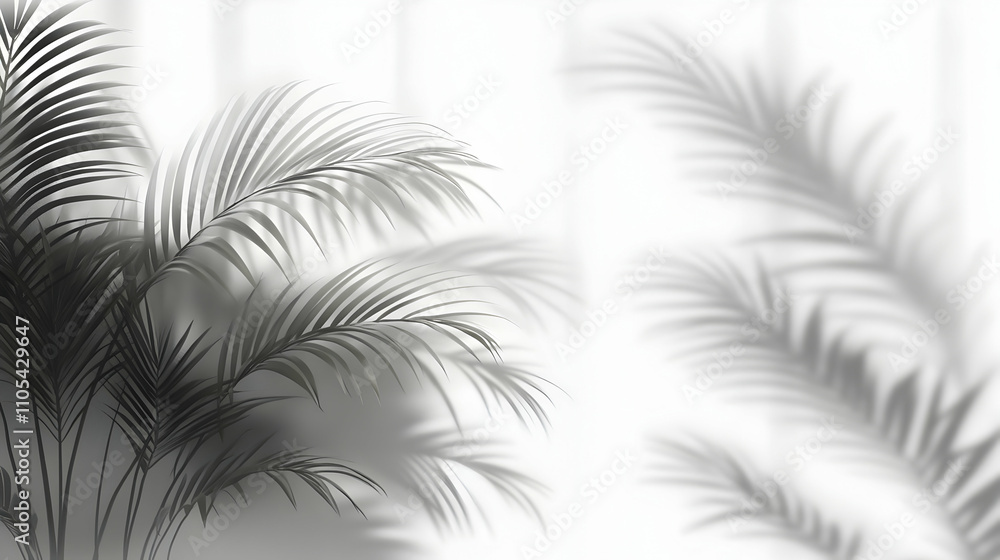 Fototapeta premium Palm Leaf Shadows on a White Background for a Minimalist Aesthetic