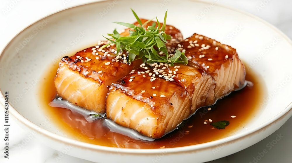 Miso Black Cod with Pickled Daikon and Dashi Broth, Japanese Fine Dining Photography Miso Black Cod with Pickled Daikon and Dashi Broth, Japanese Fine Dining Photography