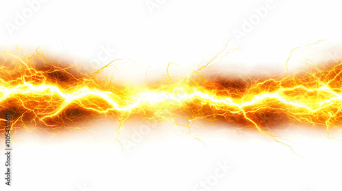Abstract Yellow Lightning Bolt Streaks on White Background - A Digital Illustration of a Powerful Energy Discharge
