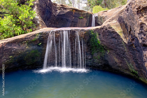 Rainbow falls rock pools, Blackdown Tablelands national park, central Queensland, tourist travel destination, bushwalk fresh water creek cascades swim