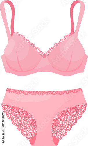 Lace lingerie. Cartoon sexy pink female underwear