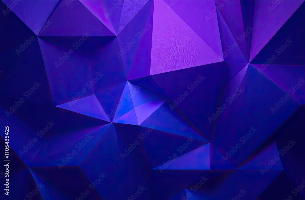 Obraz premium A geometric abstract design featuring sharp, intersecting polygons in vibrant shades of blue and purple, creating a textured, modern, and visually captivating composition