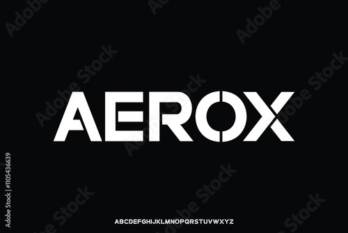 Modern futuristic bold sans serif alphabet display font vector illustration
