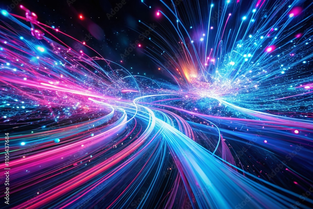 Abstract Digital Art with Vibrant Blue and Pink Light Trails and Particles Captured in Aerial Photography for a Stunning Visual Experience Abstract Digital Art with Vibrant Blue and Pink Light Trails and Particles Captured in Aerial Photography for a Stunning Visual Experience