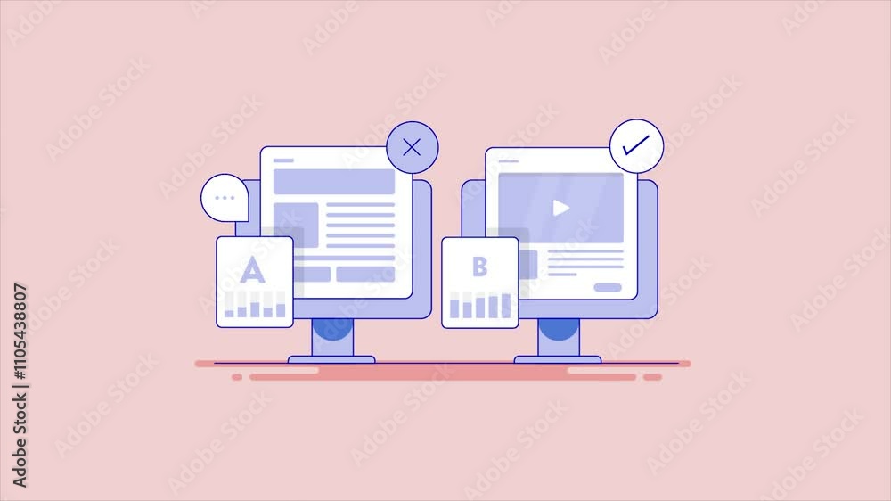 Comparison between two web page performance. User content experience report concept. Comparison between two web page performance. User content experience report concept.