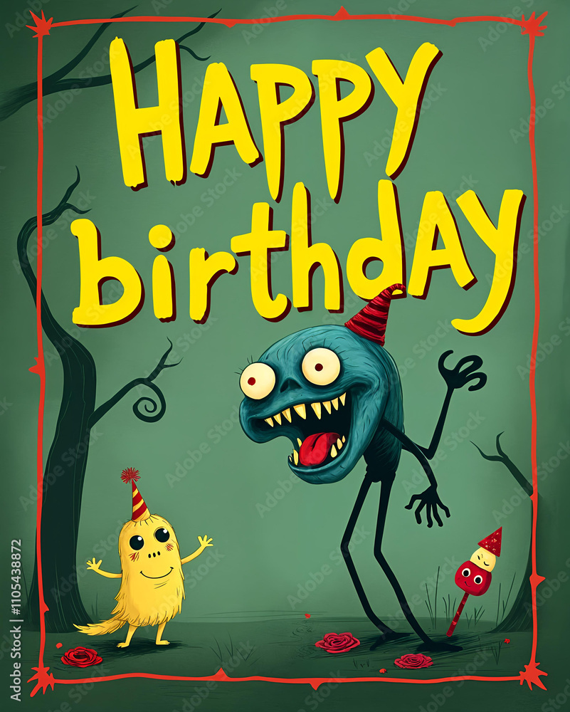 Happy Birthday Monster Card Design Happy Birthday Monster Card Design