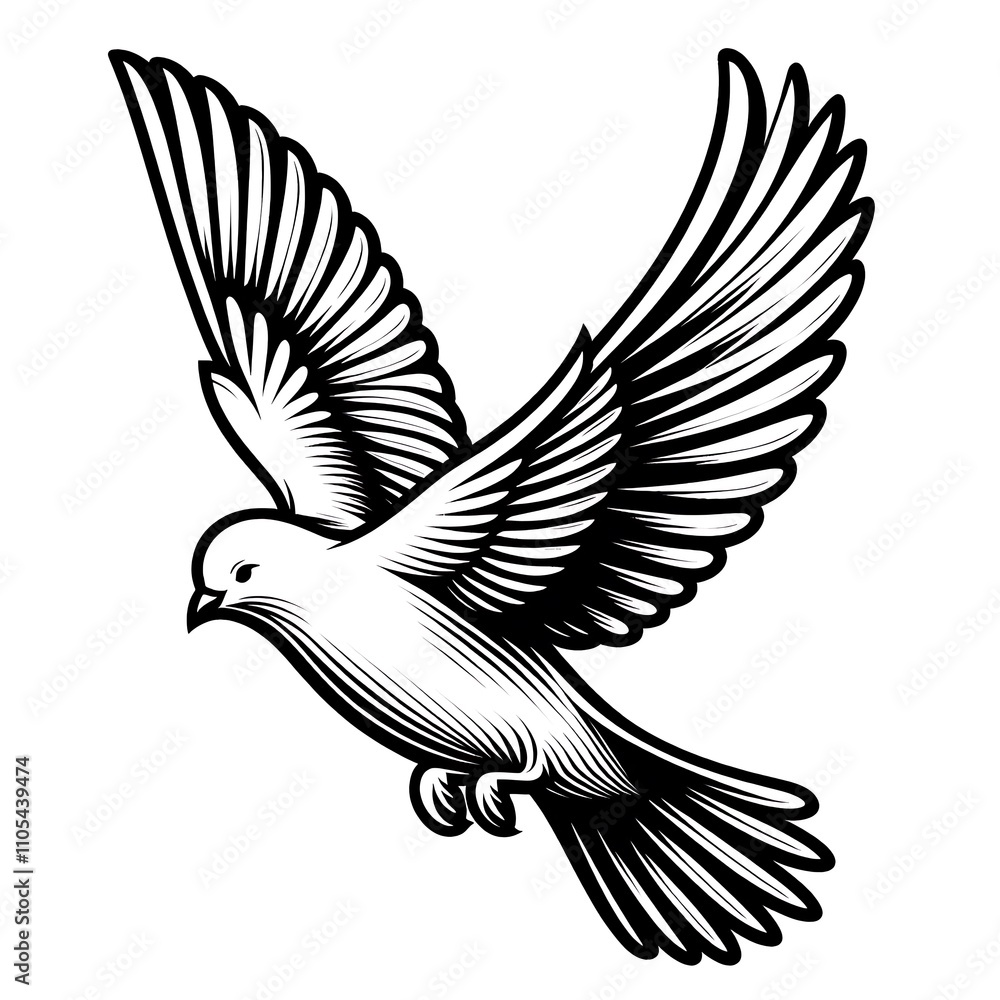 A stylized illustration of a flying bird. A stylized illustration of a flying bird.