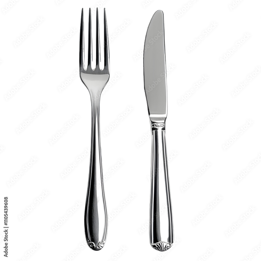 Minimalistic fork and knife design for dining concepts Minimalistic fork and knife design for dining concepts
