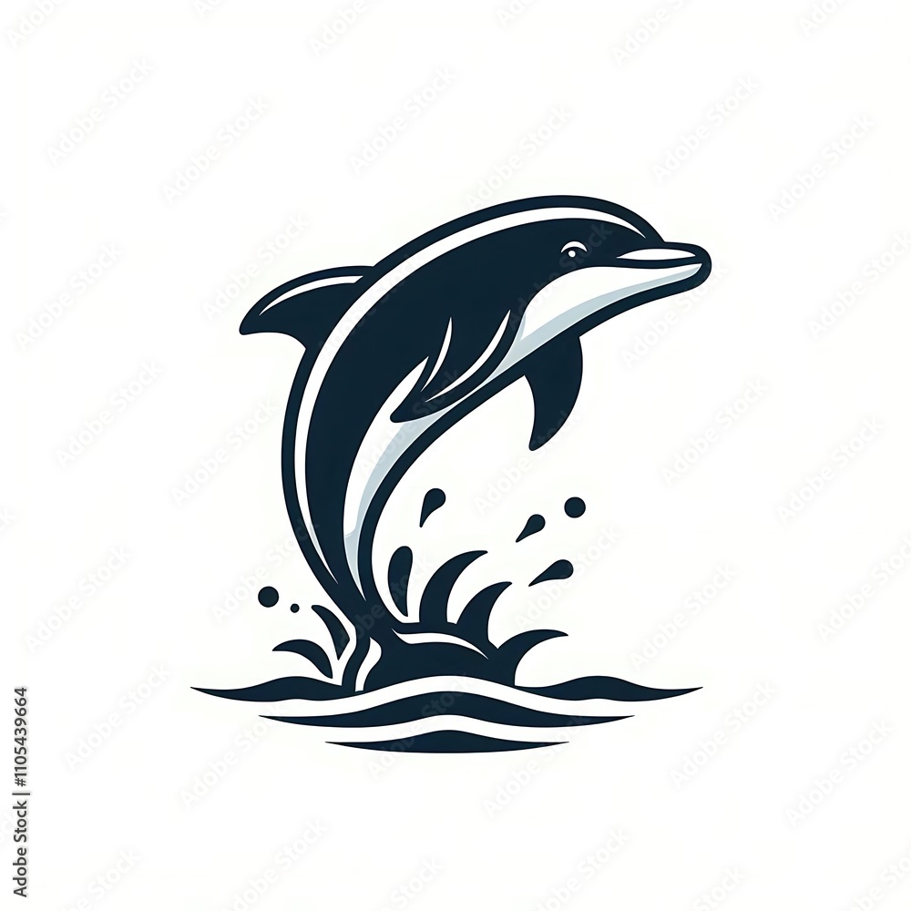 Fototapeta premium A stylized dolphin leaping from ocean waves.