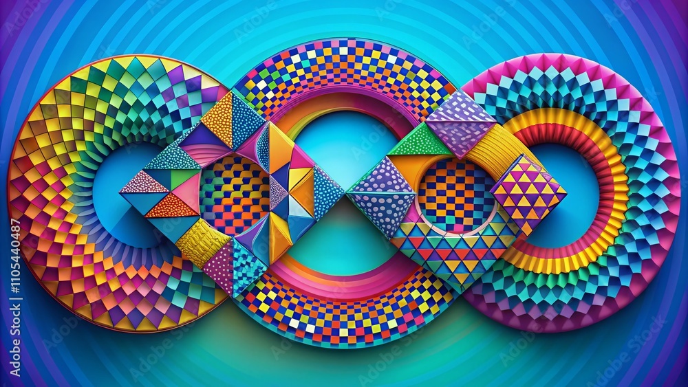 Abstract Geometric Shapes: A Panoramic Exploration of Impossible Forms Featuring Optical Illusions of Circles, Squares, and Triangles for Modern Design Elements and Logos Abstract Geometric Shapes: A Panoramic Exploration of Impossible Forms Featuring Optical Illusions of Circles, Squares, and Triangles for Modern Design Elements and Logos