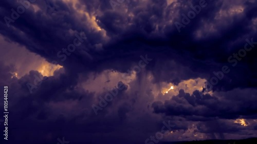 Very Strom blue cloud and wind flow on the sky. Generative AI.