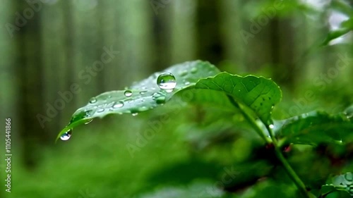 water drop on the leaf. Generative AI.