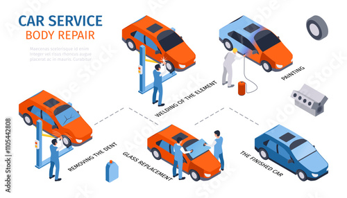 Car Body Repair Process Illustration