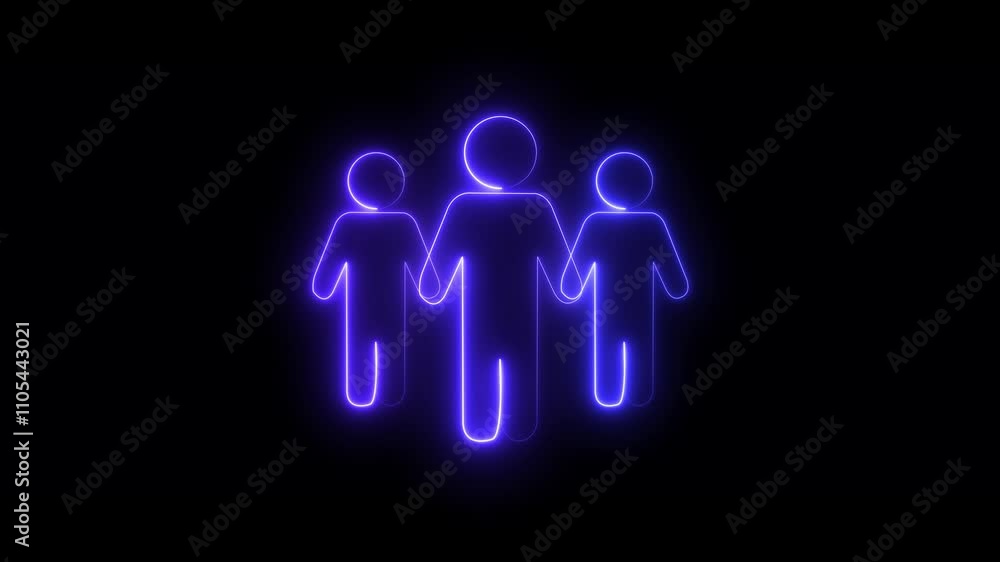 Three man icon animated on a black background often used in digital interfaces, graphic design video on black background. Three man icon animated on a black background often used in digital interfaces, graphic design video on black background.