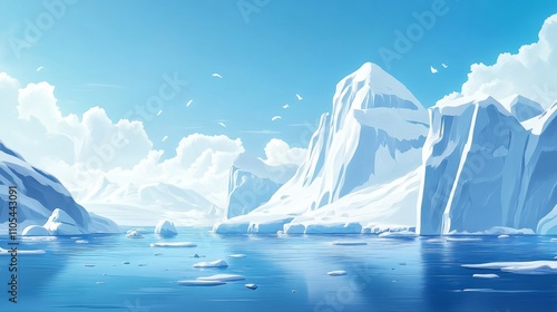 Wallpaper Mural A Calm Glacial Landscape with White Mountains and Blue Water Torontodigital.ca