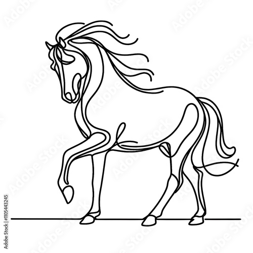 Line art illustration of a prancing horse. photo