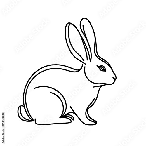 Simple line drawing of a sitting rabbit.