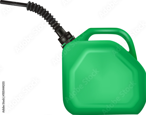 Oil can. Green plastic gasoline container icon