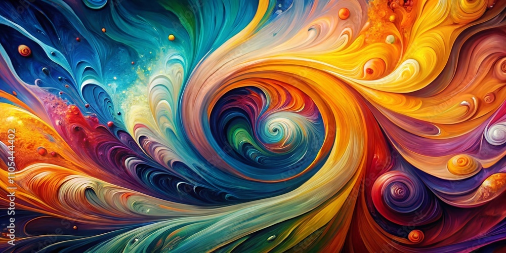 Abstract Painting with Swirling Colors and Shapes, Ideal for Artistic Backgrounds and Creative Projects, Featuring Vibrant Hues on the Left Side and Ample Copy Space for Text Integration Abstract Painting with Swirling Colors and Shapes, Ideal for Artistic Backgrounds and Creative Projects, Featuring Vibrant Hues on the Left Side and Ample Copy Space for Text Integration