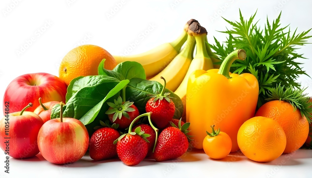 fruits and vegetables on white background fruits and vegetables on white background