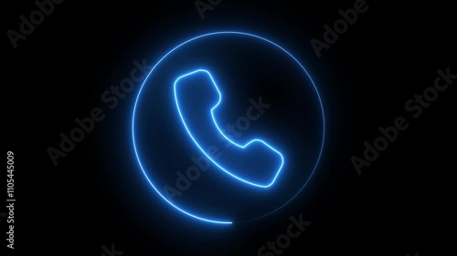 Wallpaper Mural Neon call icon voice animation on black background Call icon with  icon incoming concept. Incoming call icon glowing neon line animation with call icon on black background Torontodigital.ca
