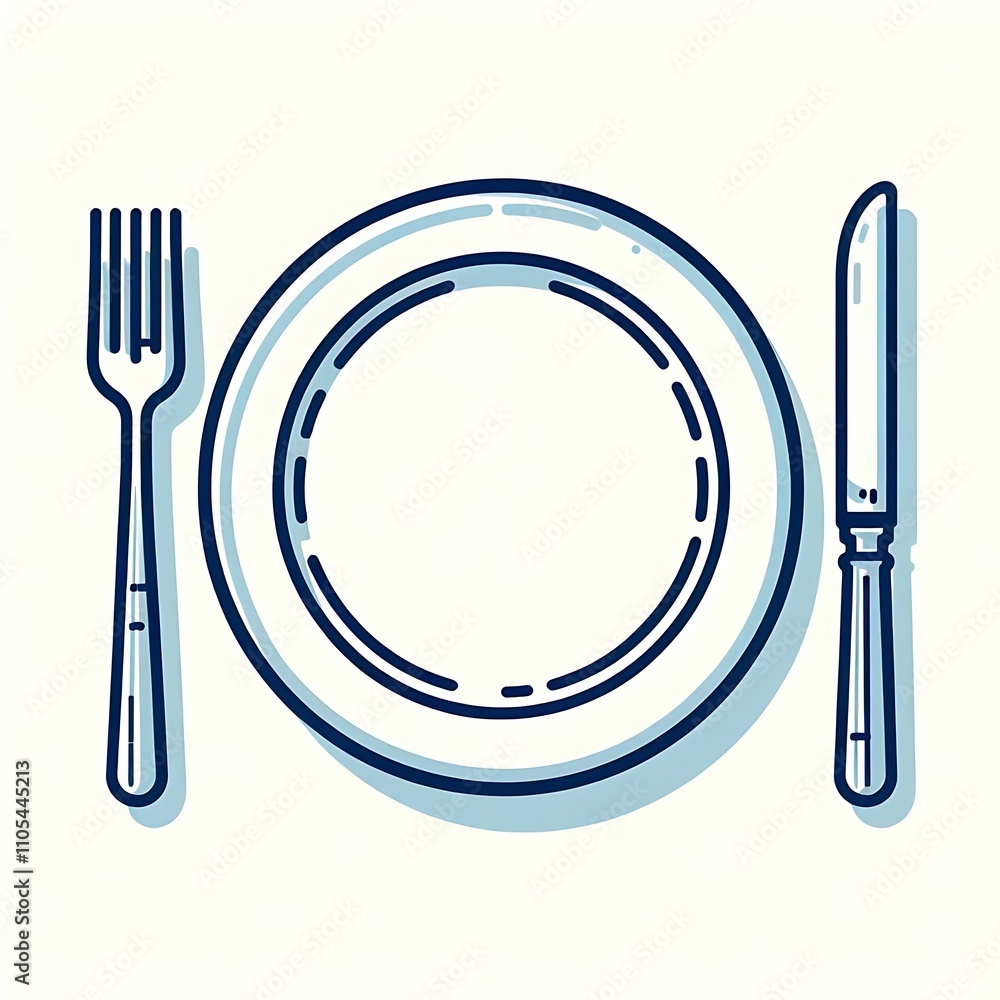 A plate with fork and knife, ready for a meal. A plate with fork and knife, ready for a meal.