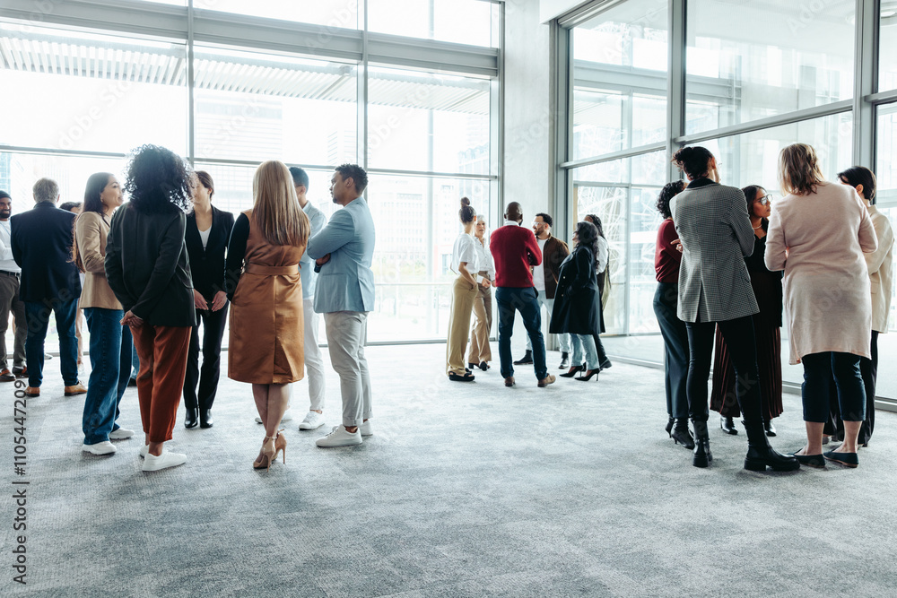 People networking at a business conference event People networking at a business conference event