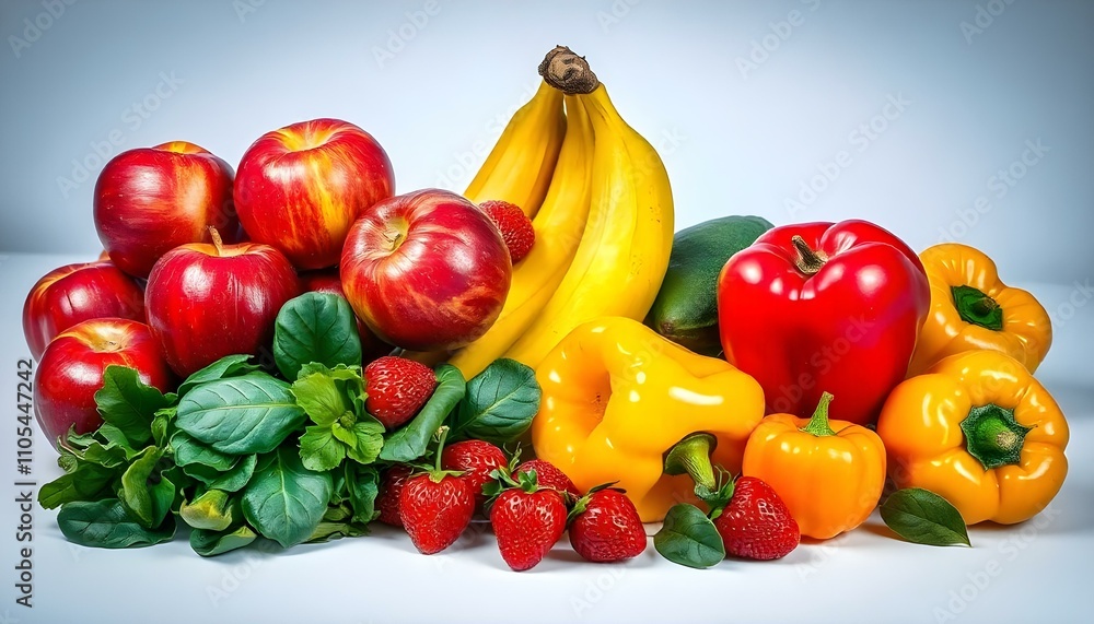 vegetables and fruits on a white background vegetables and fruits on a white background