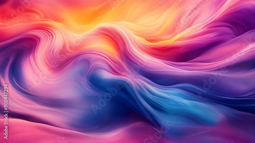 Abstract Colorful Swirling Waves Digital Painting, Vibrant Hues Background Image for Design Projects