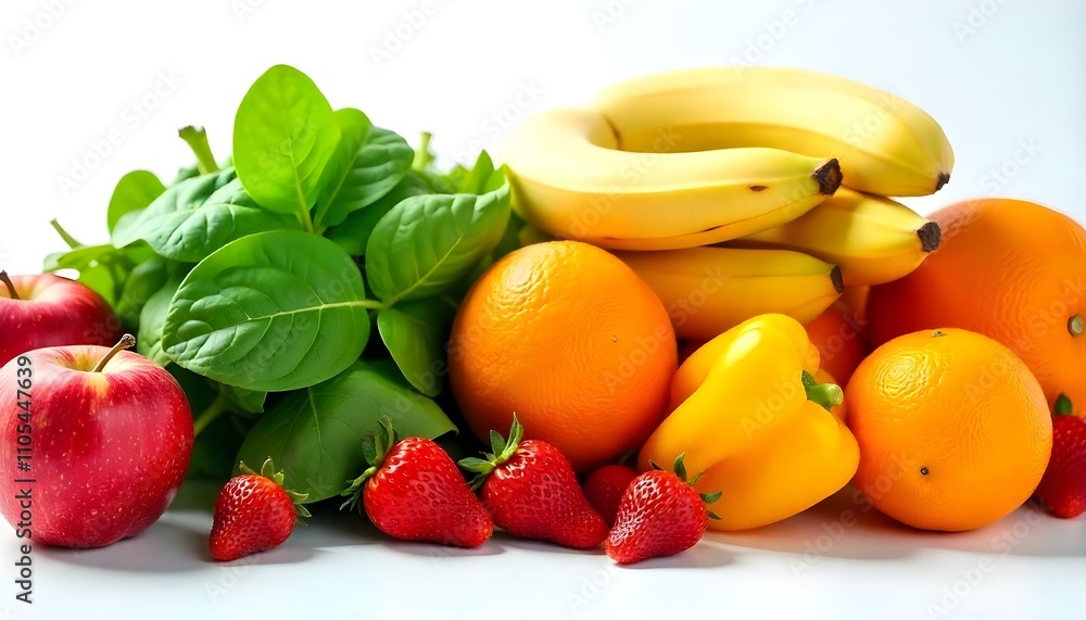 vegetables and fruits on a white background vegetables and fruits on a white background
