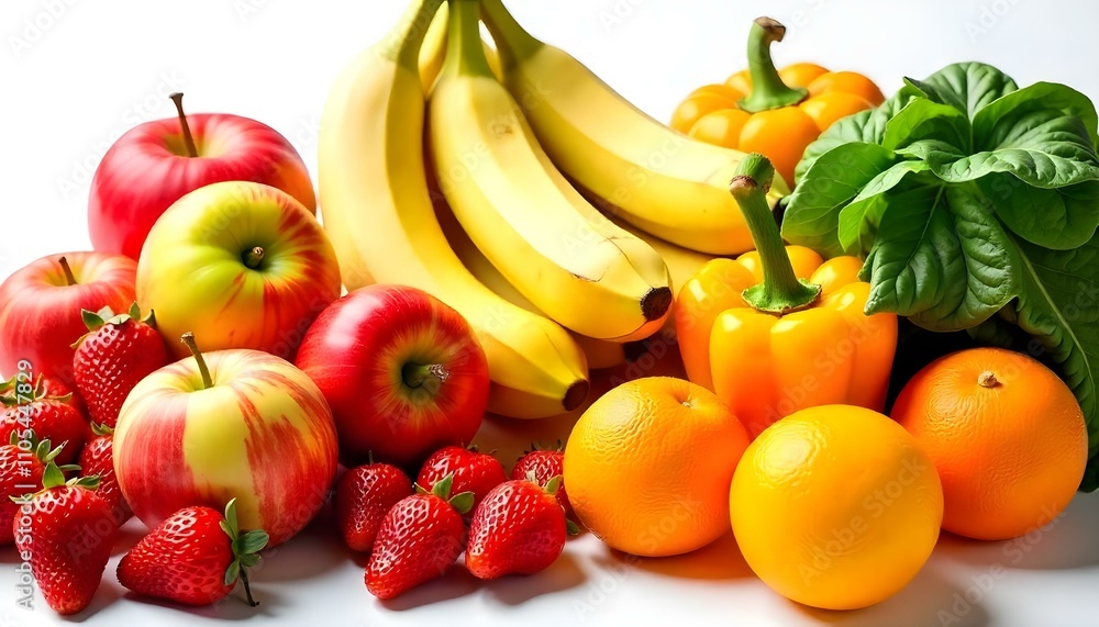 vegetables and fruits on a white background vegetables and fruits on a white background