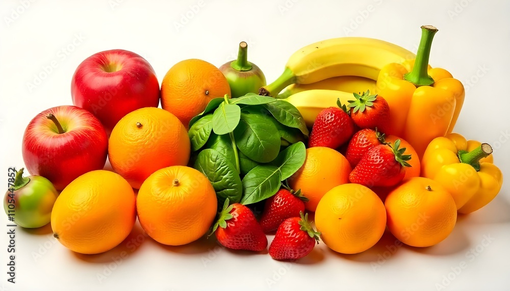 vegetables and fruits on a white background vegetables and fruits on a white background