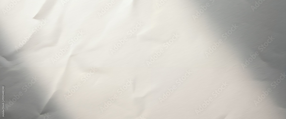 Obraz premium Plain white crumpled paper texture with soft shadows.